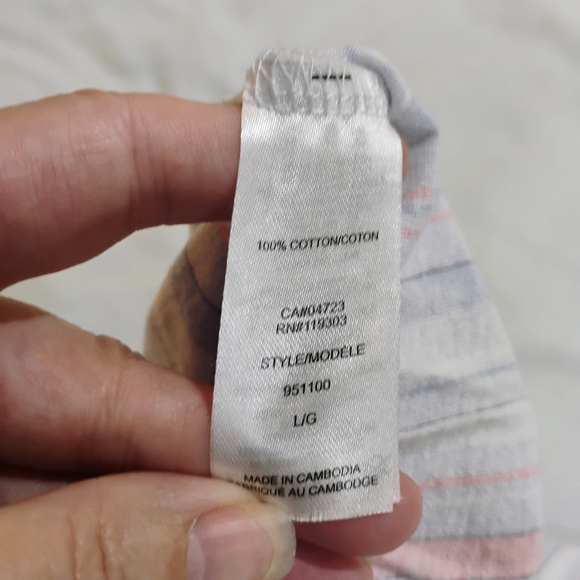 Women's White Striped Cotton Cropped Pajama Pants with Pink & Light Blue Stripes - Picture 4 of 10